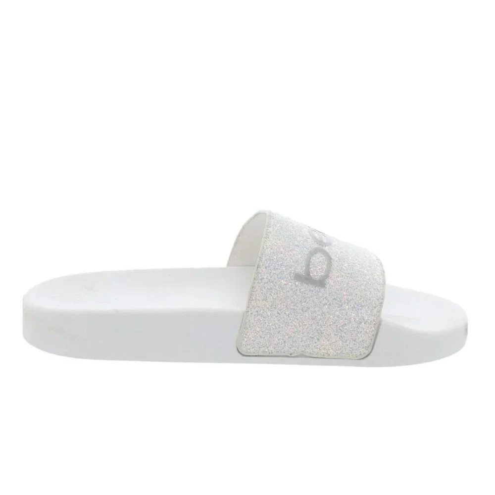 Bebe Fraida Slide Sandals White Sparkle Glitter Slides Size 6M New in Box - Picture 2 of 6